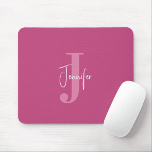 Tapis De Souris Nom personnalisé et initiale moderne fille Rose pr
