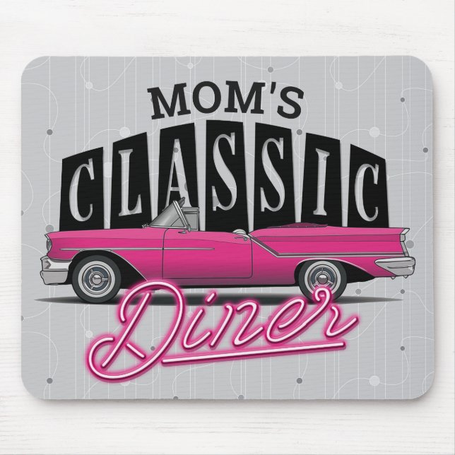 Tapis De Souris Nom personnalisé Faux Neon 50's Classic Car (Devant)
