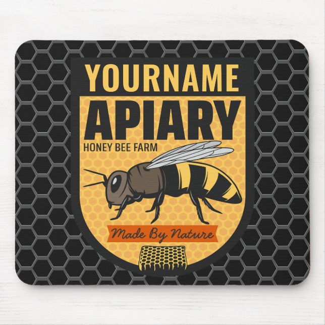Tapis De Souris NOM PERSONNALISÉ Honey Bee Apiary Beehives Farm (Devant)