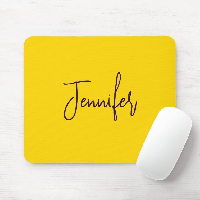 Tapis De Souris Nom personnalisé jaune de texte pourpre (Avec souris)