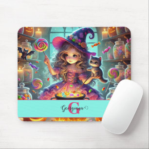 Tapis De Souris Nom personnalisé Jote Whimsical Witch Halloween Tr