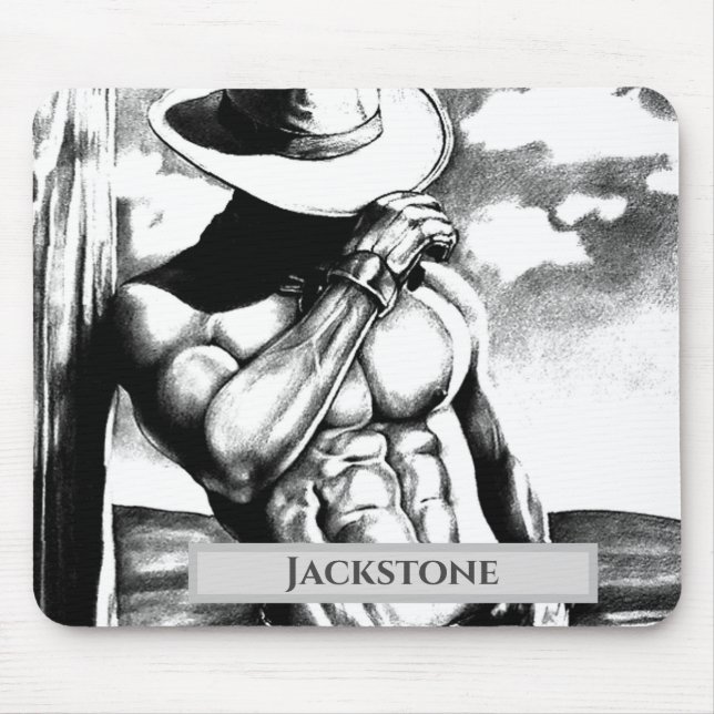 Tapis De Souris Nom personnalisé moderne Western Cowboy Art Cool (Devant)