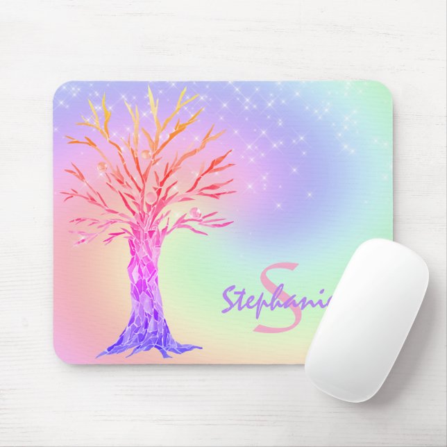 Tapis De Souris Nom personnalisé Monogram Rainbow Mouse Pad (Avec souris)