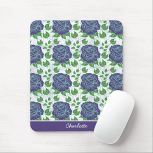 Tapis De Souris Nom personnalisé motif fleuri et transparent