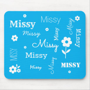 Tapis De Souris Nom personnalisé Panier de souris bleu ciel et bl