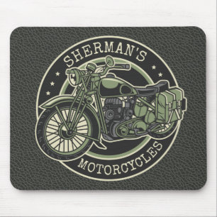 Tapis De Souris NOM personnalisé Retro Military Motorcycle Biker