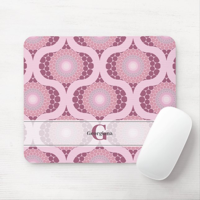 Tapis De Souris Nom personnalisé Retro Radiant Dusky Rose Dot Mand (Avec souris)
