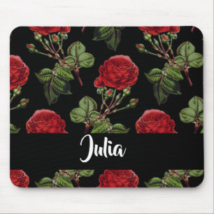 Tapis De Souris Nom personnalisé roses rouges
