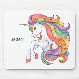Tapis De Souris Nom personnalisé Unicorne colorée