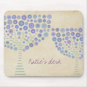 Tapis De Souris Nom personnel Mousepad de bureau d'arbres de cercl