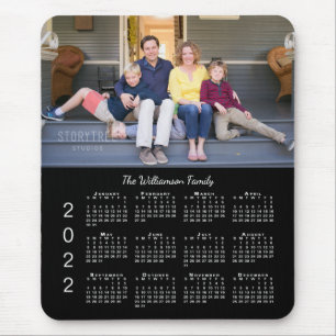 Tapis De Souris Nom photo personnalisé Black 2022 Calendrier