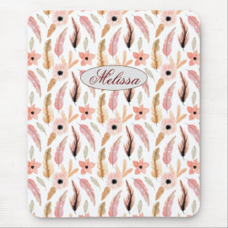 Tapis De Souris Nom rose mignon Floral Aquarelle Girl