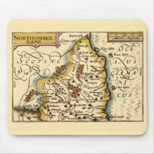 Tapis De Souris Northumberland Comté Angleterre Ancien Carte Antiq