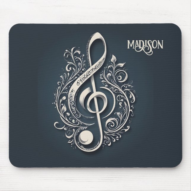 Tapis De Souris Note sur le Clé musical de nom personnalisé (Devant)