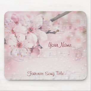 Tapis De Souris Notes de musique pour les fleurs de cerisiers Coqu