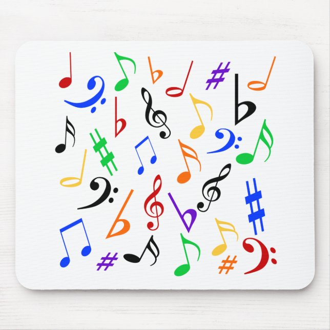 Tapis De Souris Notes musicales colorées Mousepad (Devant)