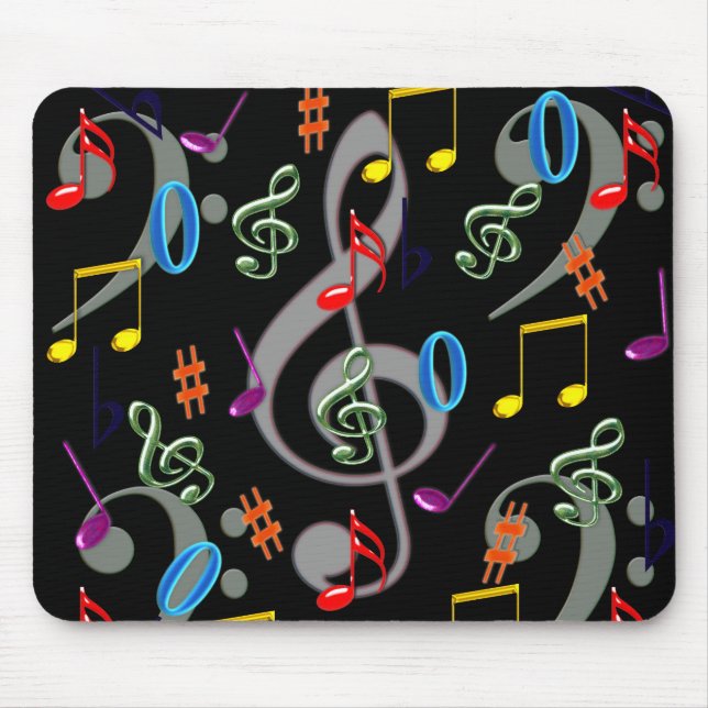 Tapis De Souris Notes musicales colorées Mousepad (Devant)