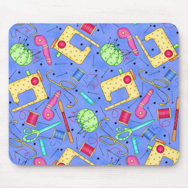 Tapis De Souris Notions de couture bleu périphérique Mousepad (Devant)