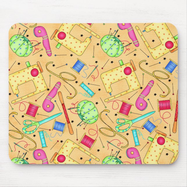 Tapis De Souris Notions de couture jaune Mousepad (Devant)