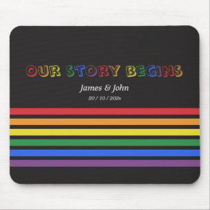 Tapis De Souris Notre histoire commence Drapeau LGBTQ arc-en-ciel 