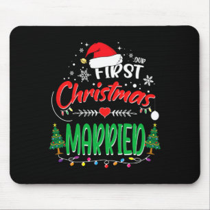 Tapis De Souris Notre premier Noël mariés jeune marié M. et Mme