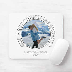 Tapis De Souris Notre Première Noël Fiançailles Photo Moderne Simp