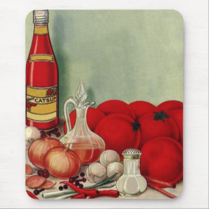 Tapis De Souris Nourriture italienne vintage Tomates Oignons Poivr