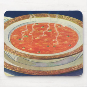 Tapis De Souris Nourriture Vintage, Bol Chaud de Soupe de Tomate a