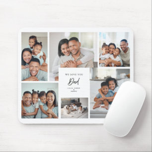 Tapis De Souris Nous vous aimons Papa 6‑Photo Famille Collage Pers
