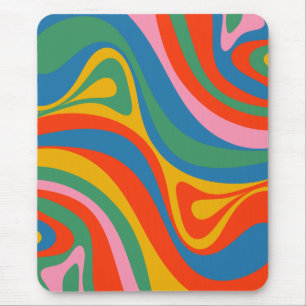 Tapis De Souris Nouveau Motif Abstrait coloré Groove Retro Trippy