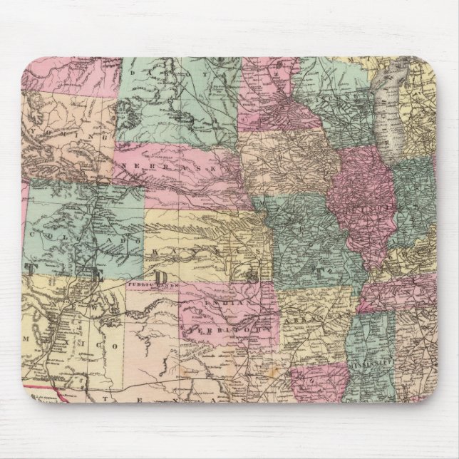 Tapis De Souris Nouvelle carte routière ferroviaire des États-Unis (Devant)