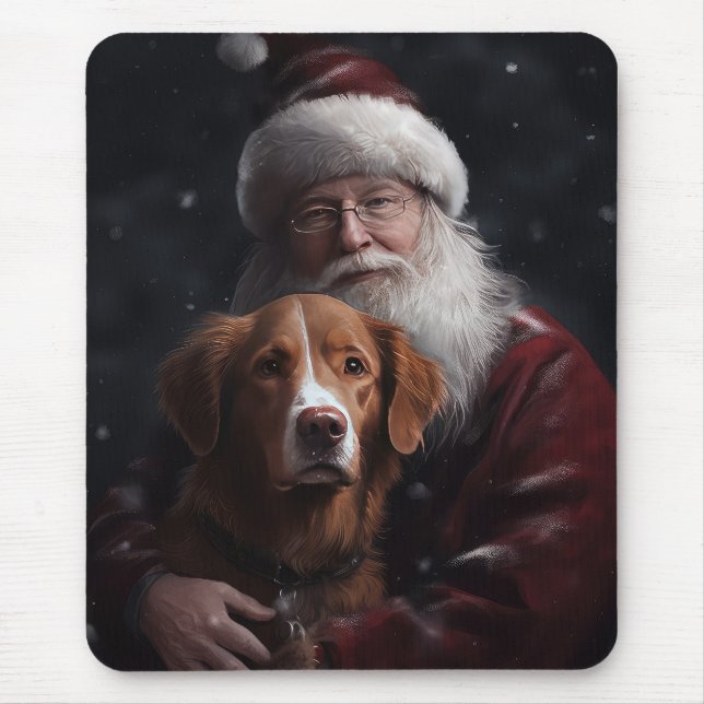 Tapis De Souris Nouvelle-Écosse Duck Toller Avec Le Festif Du Père (Devant)