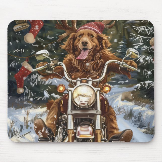 Tapis De Souris Nouvelle-Écosse Moto à chiens Noël (Devant)