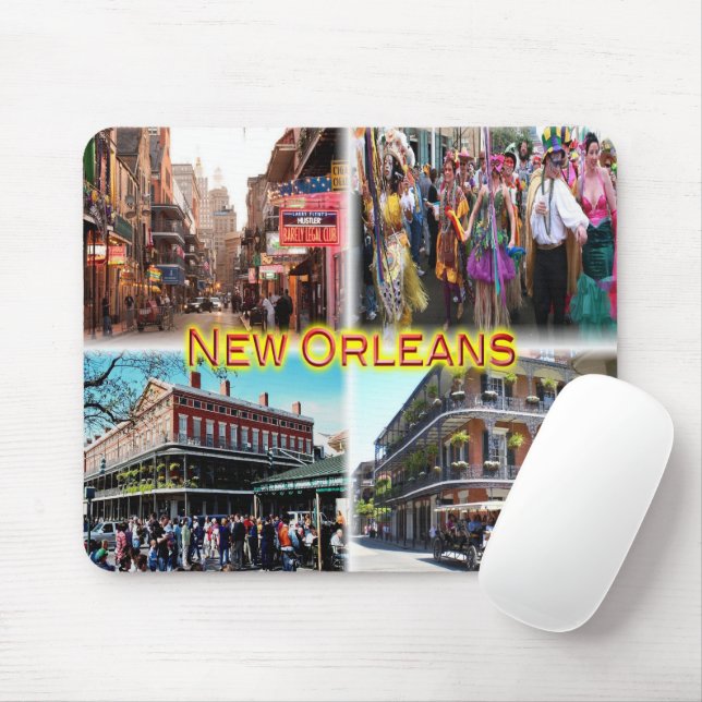 Tapis De Souris Nouvelle-Orléans - Bourbon Street - Mardi Gras - (Avec souris)
