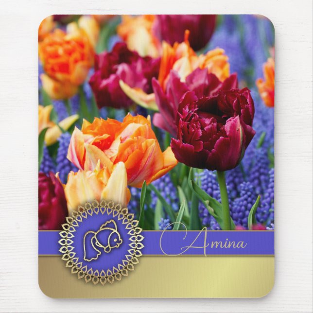 Tapis De Souris Nowruz Moubarak. Tulipes Perse Nouvel An Personnal (Devant)