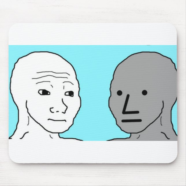 Tapis De Souris NPC Wojak non joueur personnage Mème cadeau (Devant)