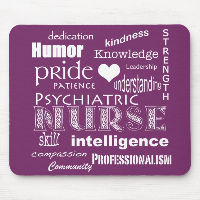 Tapis De Souris Nuage de mots-infirmières psychiatriques/violet pr (Devant)