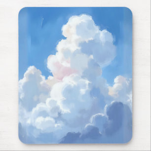 Tapis De Souris Nuages Blancs Beau Ciel Bleu Aquarelle