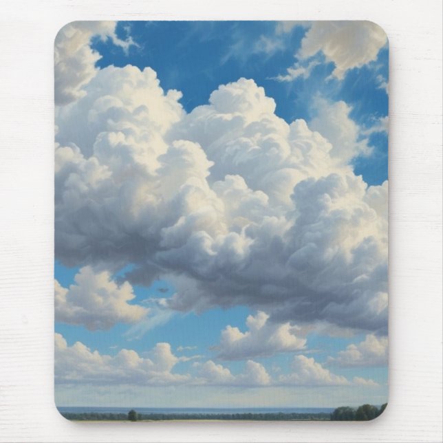 Tapis De Souris Nuages blancs et ciel bleu clair (Devant)