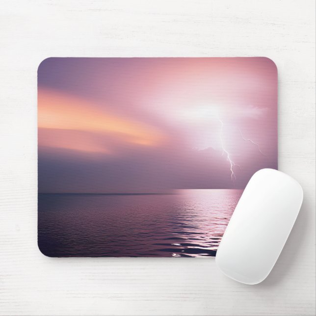Tapis De Souris Nuages De Tempête Rose Et Eau (Avec souris)