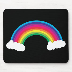 Tapis De Souris Nuages et arc-en-ciel coloré mignon noir