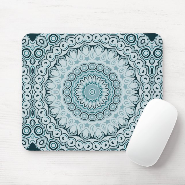 Tapis De Souris Nuances de bleu Nautique Mandala Design (Avec souris)
