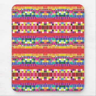 Tapis De Souris nuances rouges, bandes et pixels colorés