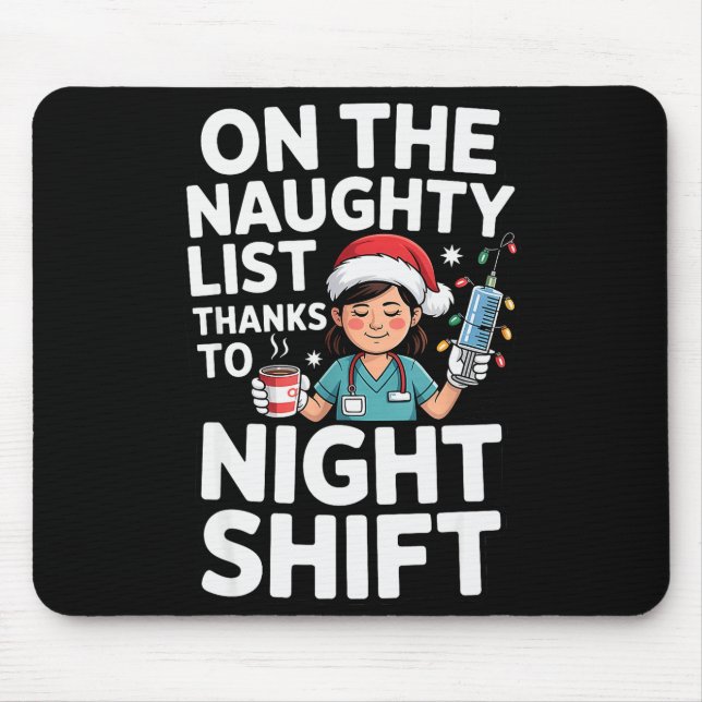 Tapis De Souris Nuit Cute Xmas Shift Infirmière Noël Pour Healthca (Devant)