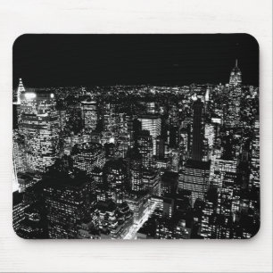 Tapis De Souris Nuit de New York en noir et blanc
