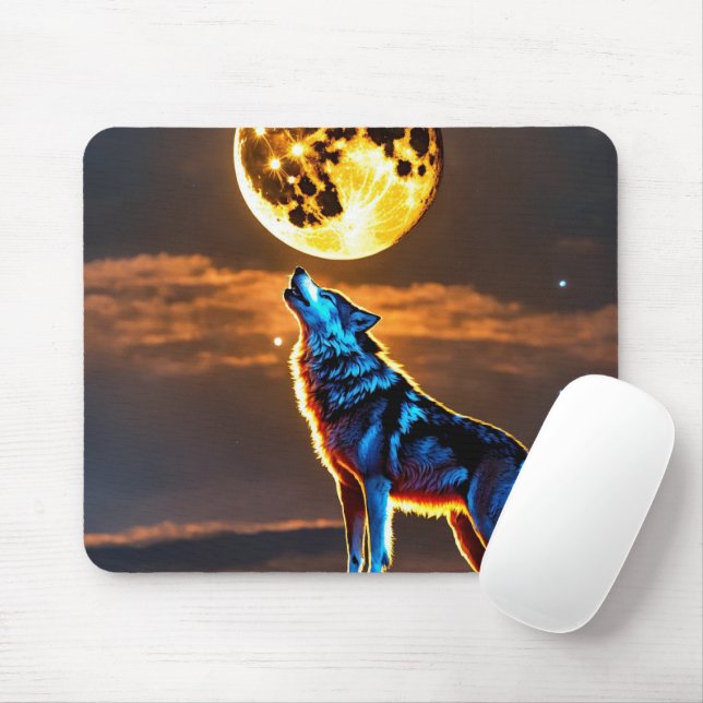 Tapis De Souris Nuit de Whispering : Lune de loup (Avec souris)
