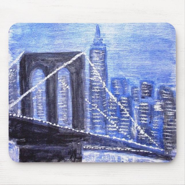 Tapis De Souris Nuit d'hiver de pont de Brooklyn (Devant)