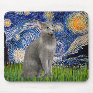 Tapis De Souris Nuit étoilée - chat bleu russe