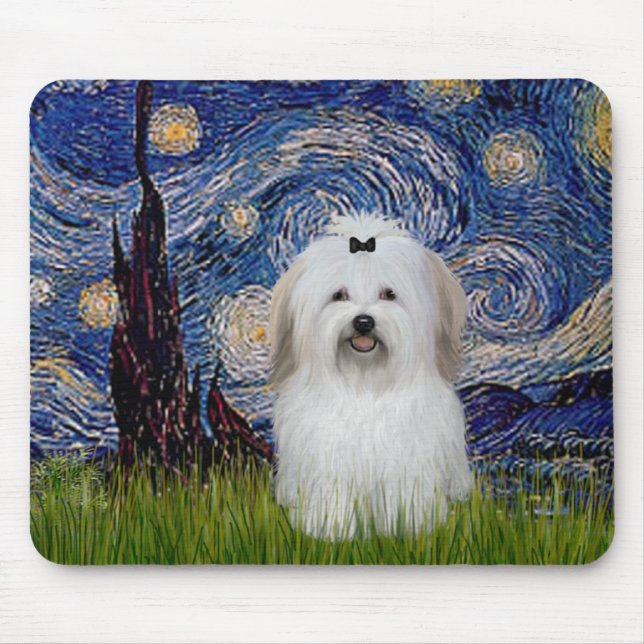 Tapis De Souris Nuit étoilée - Coton de Tulear 2 (Devant)