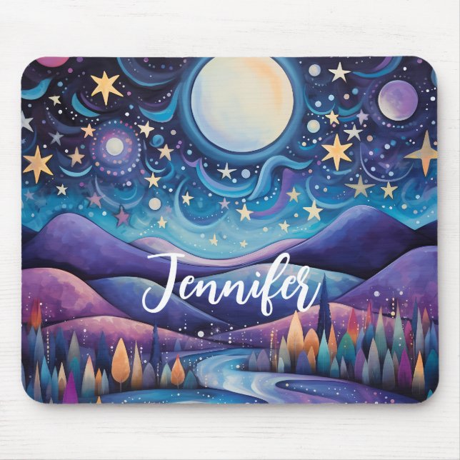 Tapis De Souris Nuit lunaire Big Moon Paysage (Devant)